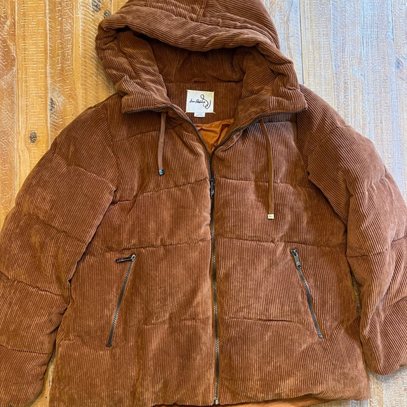 Sam Edelman Brown Corduroy Hooded Jacket - Picture 1 of 5